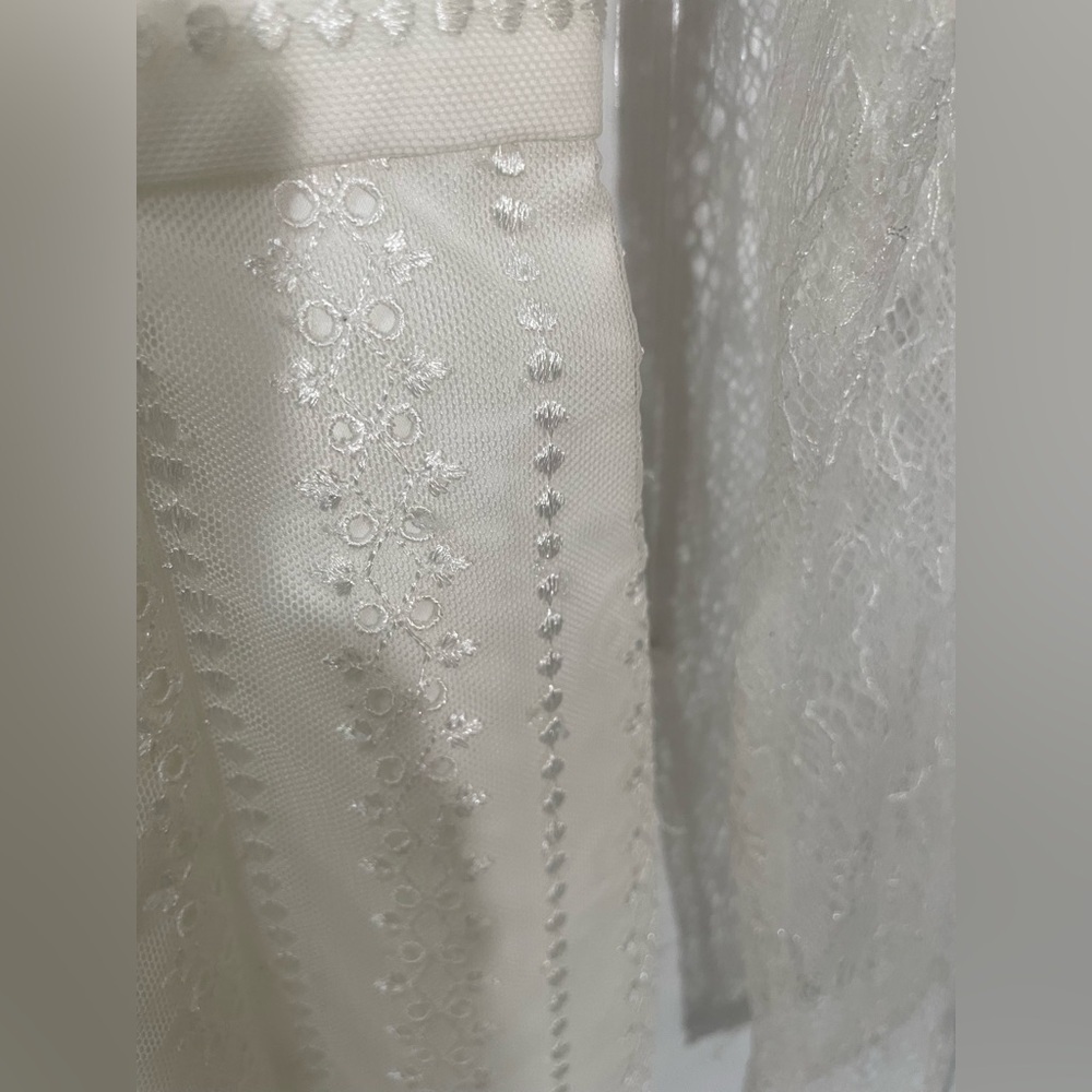 Sau Dress 6 Square Neck Long Lace Sleeve White Sheath Eyelet Bridal New NWT - Picture 15 of 16